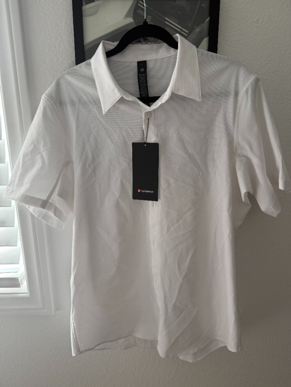 Lululemon "Airing Easy Short Sleeve Shirt," white, size L, New With Tags